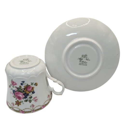 Vintage Allyn Nelson Collection Teacup and Saucer England Pink Rose Gold SEE - Picture 15 of 16